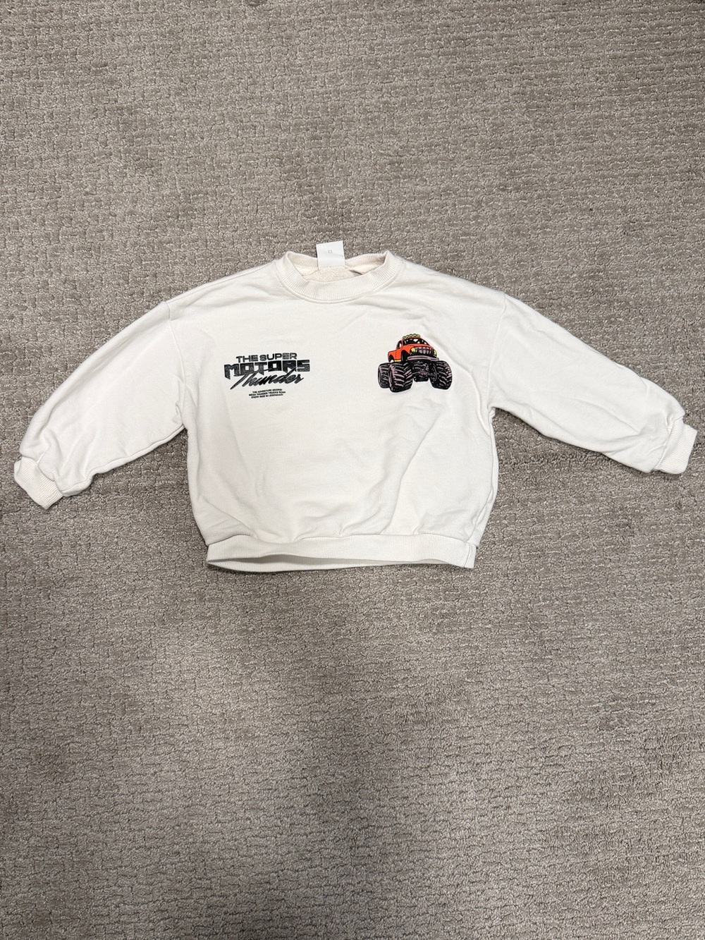 Zara Cream Monster Truck Graphic Kids Sweatshirt 4T